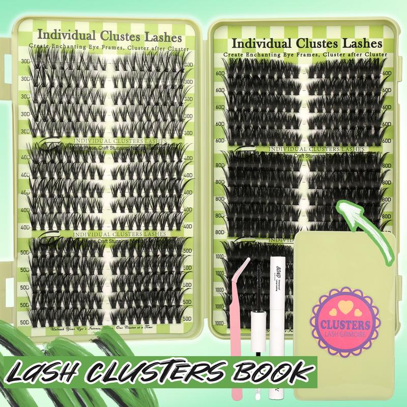Lash Clusters Extension Kit: Wispy manga individual lashes, D curl, mixed lengths 9 - 16mm, 30D - 100D options