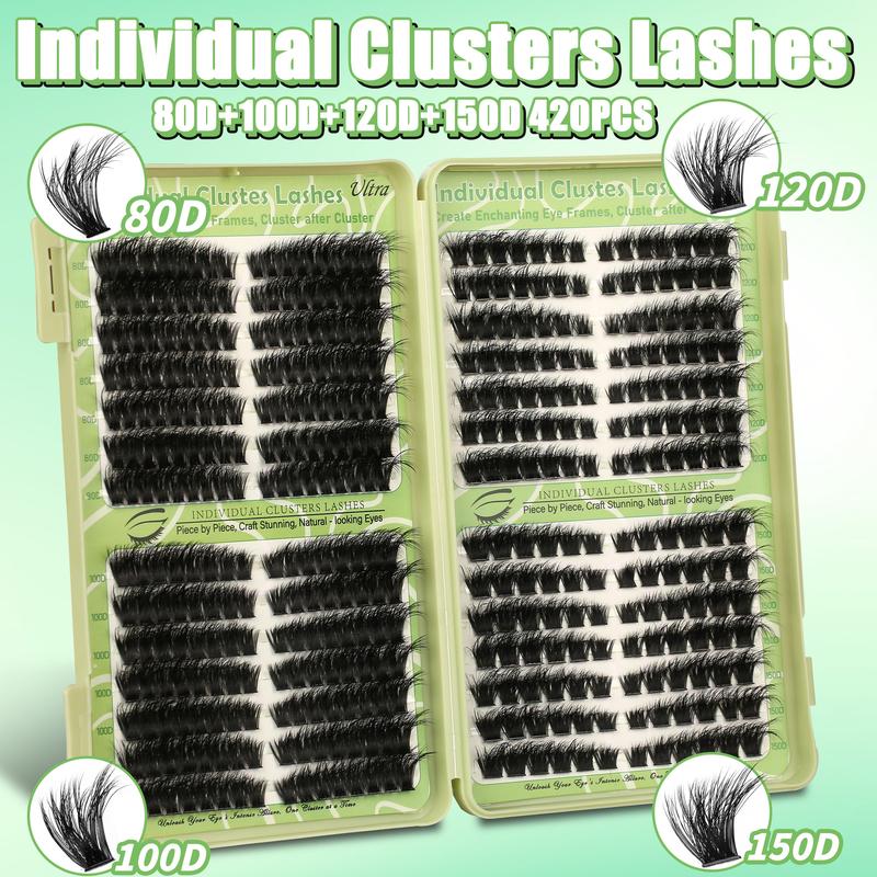 Lash Clusters Extension Kit: Wispy manga individual lashes, D curl, mixed lengths 9 - 16mm, 30D - 100D options