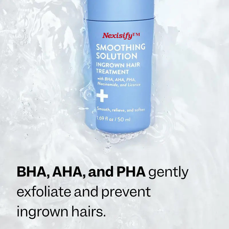 Smoothing Solution Ingrown Hair Treatment: Glide-On Roller with BHA + Cica + Niacinamide for Bump-Free, Baby-Soft Skin