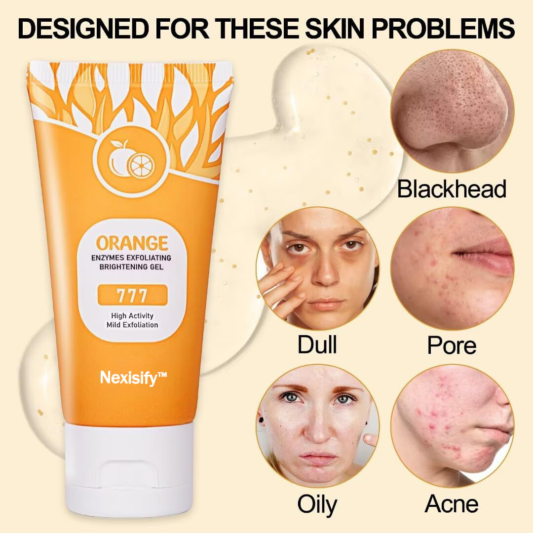Orange Exfoliating Gel Scrub for Face and Body Skin, Deep Cleansing Moisturizing Skin Exfoliator, Natural Orange Exfoliating Gel, Peeling Exfoliator