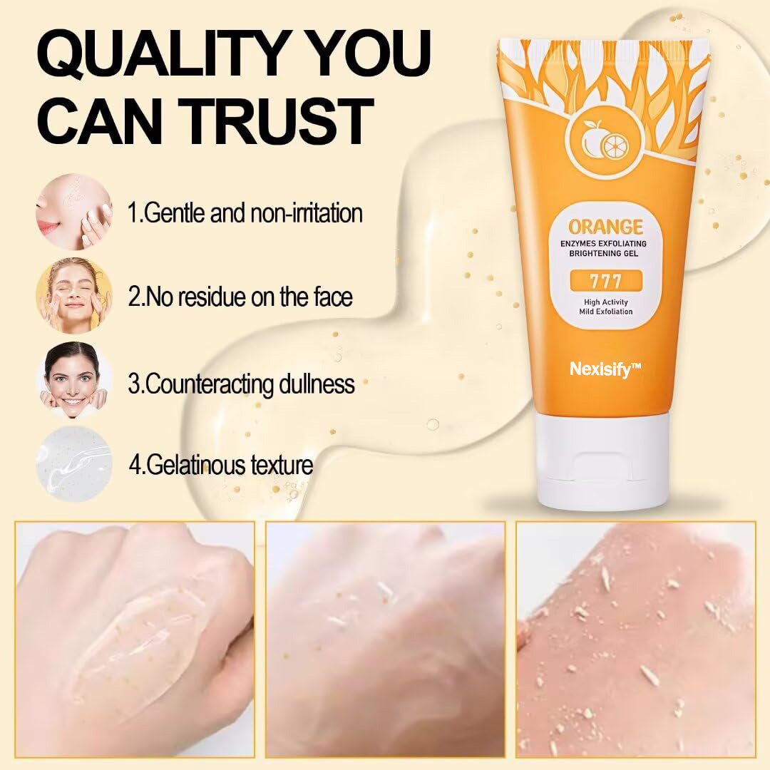 Orange Exfoliating Gel Scrub for Face and Body Skin, Deep Cleansing Moisturizing Skin Exfoliator, Natural Orange Exfoliating Gel, Peeling Exfoliator