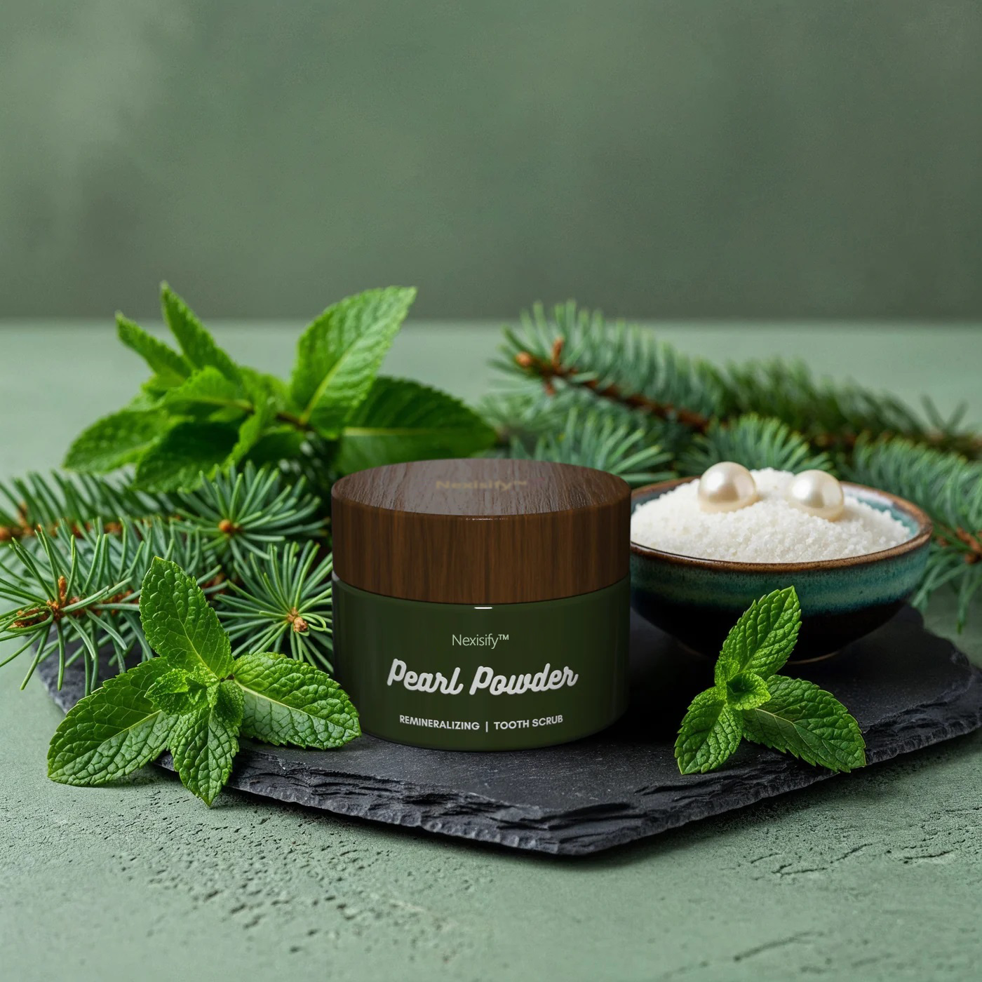 Nexisify™ Pearl Powder Remineralizing Tooth Scrub: Natural Tooth Powder with Hydroxyapatite & Pearl Powder | Enamel Repair, Natural Whitening & Oral Microbiome Balance