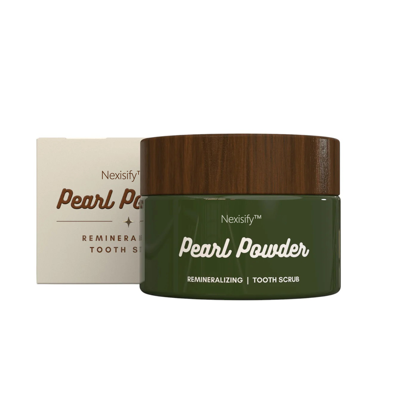 Nexisify™ Pearl Powder Remineralizing Tooth Scrub: Natural Tooth Powder with Hydroxyapatite & Pearl Powder | Enamel Repair, Natural Whitening & Oral Microbiome Balance