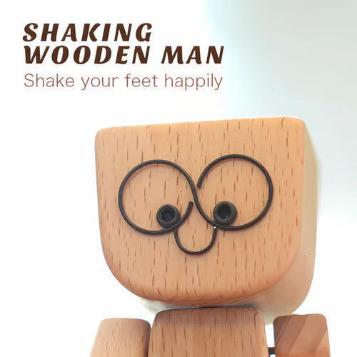 😆Shaking Feet Wooden Doll-Replaceable facial expressions