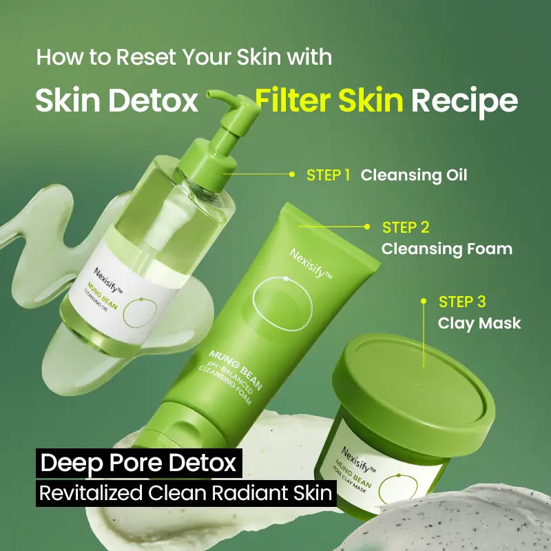 Deep Pore Cleansing with Cleansing Trio: Mung Bean Cleansing Oil & Cleansing Foam & Clay Mask | Fragrance-Free | Pore Care Start with Mung Bean | Korean Skin Care | Suitable for Sensitive Skin