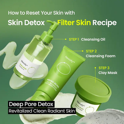 Deep Pore Cleansing with Cleansing Trio: Mung Bean Cleansing Oil & Cleansing Foam & Clay Mask | Fragrance-Free | Pore Care Start with Mung Bean | Korean Skin Care | Suitable for Sensitive Skin