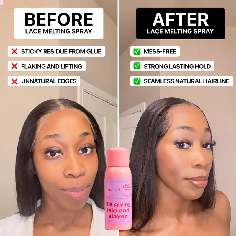 Lace Melting Spray for Lace Wigs - Banish Ashiness, Extra Hold & No Residue, Waterproof Long-Lasting Safe Formula - 4.2 oz