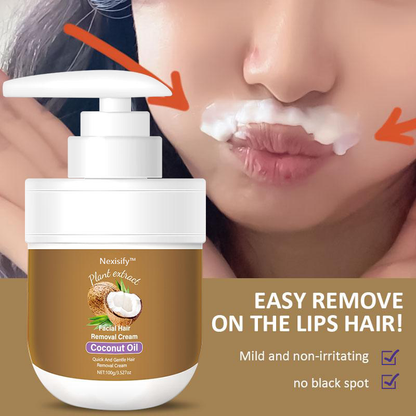 Nexisify™ Coconut Oil Facial Hair Removal Cream - Gentle Lip Hair Removal