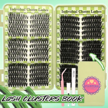 Lash Clusters Extension Kit: Wispy manga individual lashes, D curl, mixed lengths 9 - 16mm, 30D - 100D options