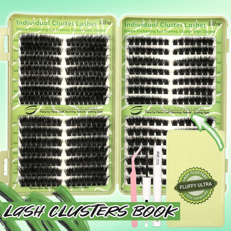 Lash Clusters Extension Kit: Wispy manga individual lashes, D curl, mixed lengths 9 - 16mm, 30D - 100D options