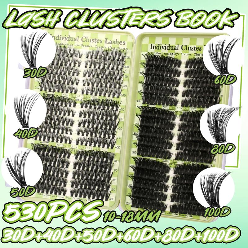 Lash Clusters Extension Kit: Wispy manga individual lashes, D curl, mixed lengths 9 - 16mm, 30D - 100D options