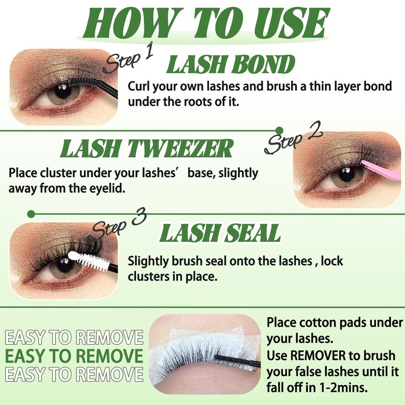 Lash Clusters Extension Kit: Wispy manga individual lashes, D curl, mixed lengths 9 - 16mm, 30D - 100D options