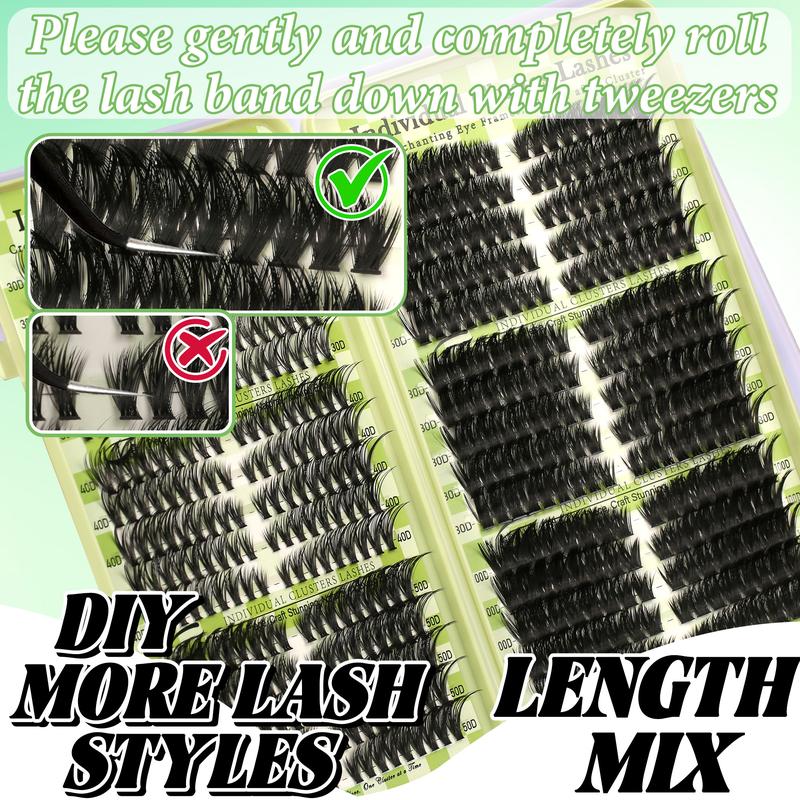 Lash Clusters Extension Kit: Wispy manga individual lashes, D curl, mixed lengths 9 - 16mm, 30D - 100D options