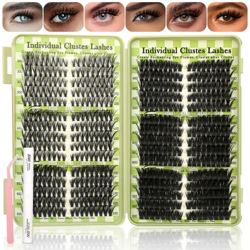 Lash Clusters Extension Kit: Wispy manga individual lashes, D curl, mixed lengths 9 - 16mm, 30D - 100D options