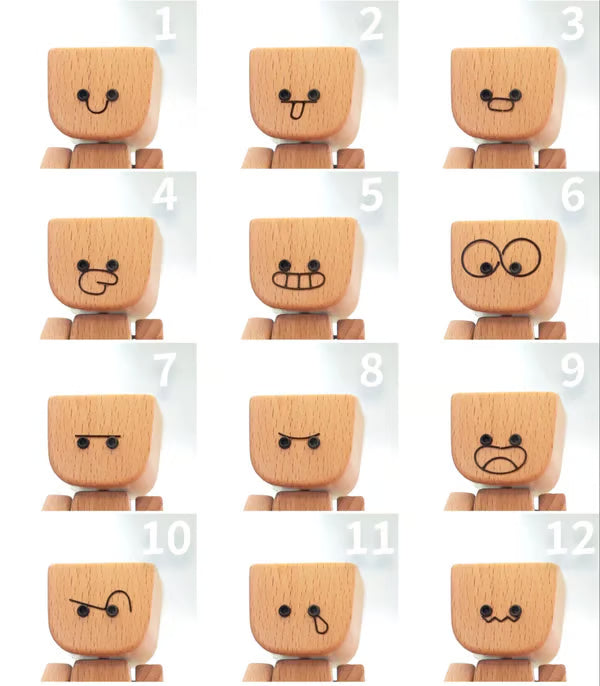 😆Shaking Feet Wooden Doll-Replaceable facial expressions