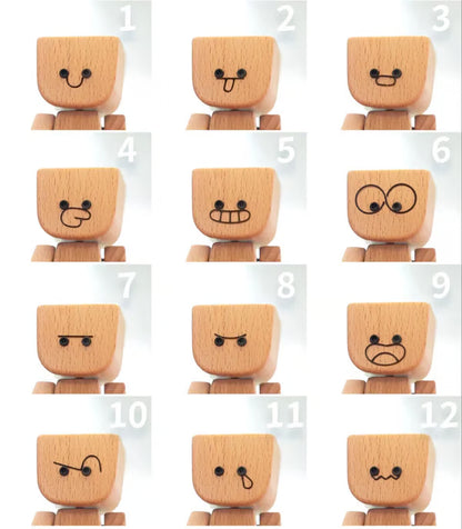 😆Shaking Feet Wooden Doll-Replaceable facial expressions