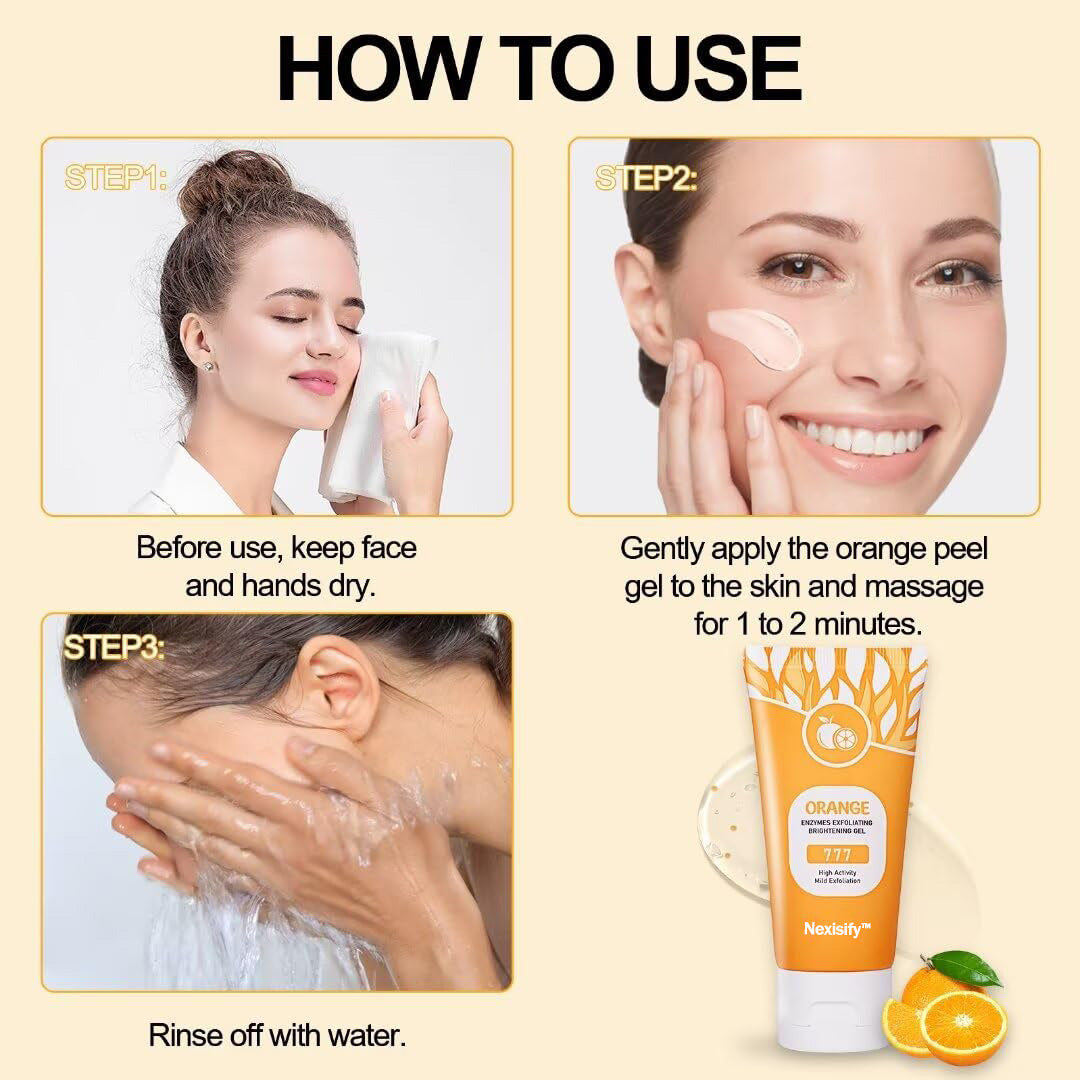 Orange Exfoliating Gel Scrub for Face and Body Skin, Deep Cleansing Moisturizing Skin Exfoliator, Natural Orange Exfoliating Gel, Peeling Exfoliator