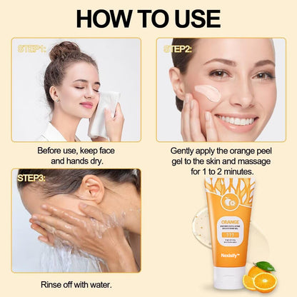 Orange Exfoliating Gel Scrub for Face and Body Skin, Deep Cleansing Moisturizing Skin Exfoliator, Natural Orange Exfoliating Gel, Peeling Exfoliator