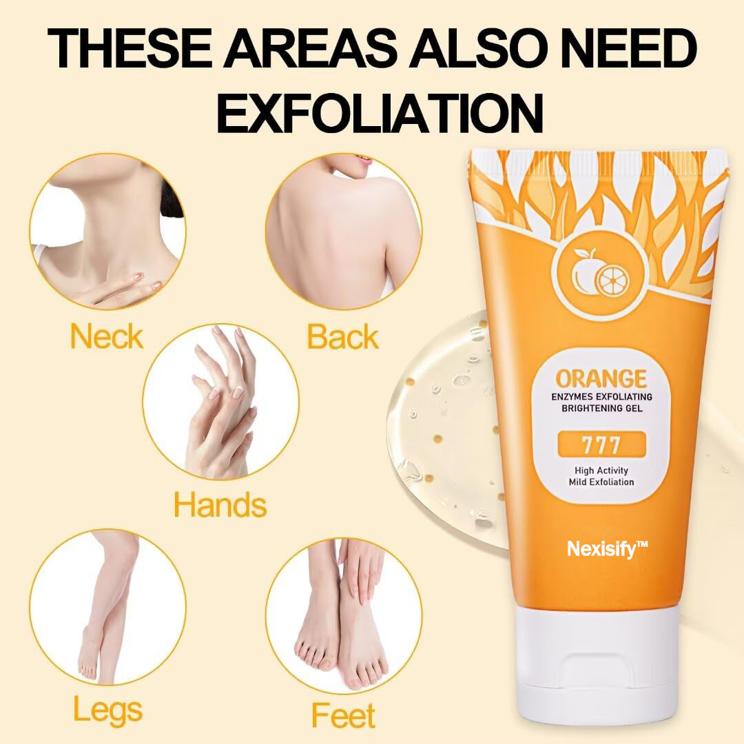Orange Exfoliating Gel Scrub for Face and Body Skin, Deep Cleansing Moisturizing Skin Exfoliator, Natural Orange Exfoliating Gel, Peeling Exfoliator