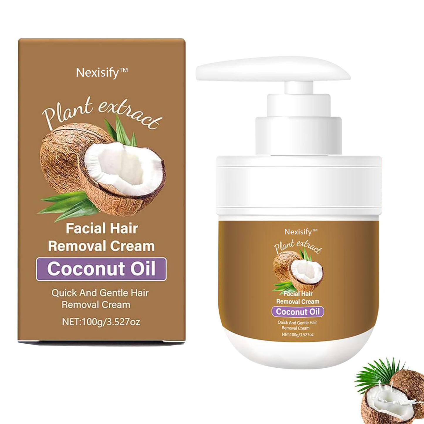 Nexisify™ Coconut Oil Facial Hair Removal Cream - Gentle Lip Hair Removal