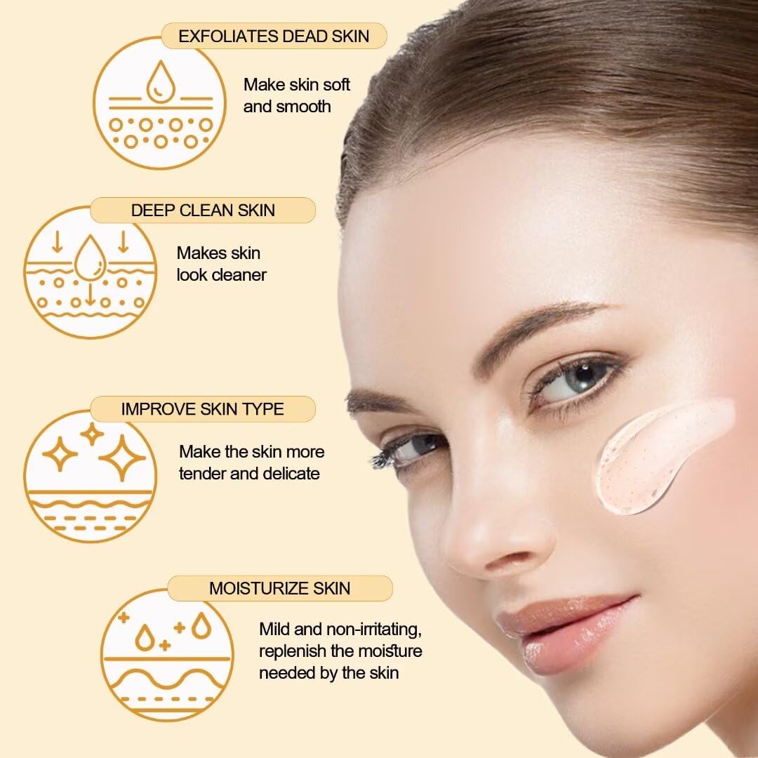 Orange Exfoliating Gel Scrub for Face and Body Skin, Deep Cleansing Moisturizing Skin Exfoliator, Natural Orange Exfoliating Gel, Peeling Exfoliator