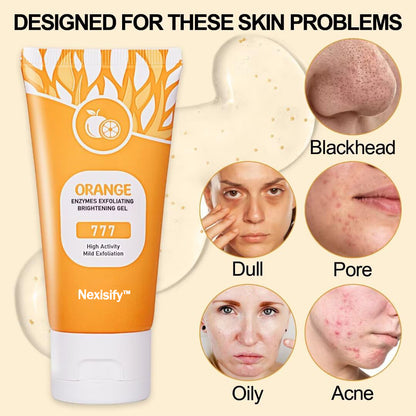 Orange Exfoliating Gel Scrub for Face and Body Skin, Deep Cleansing Moisturizing Skin Exfoliator, Natural Orange Exfoliating Gel, Peeling Exfoliator