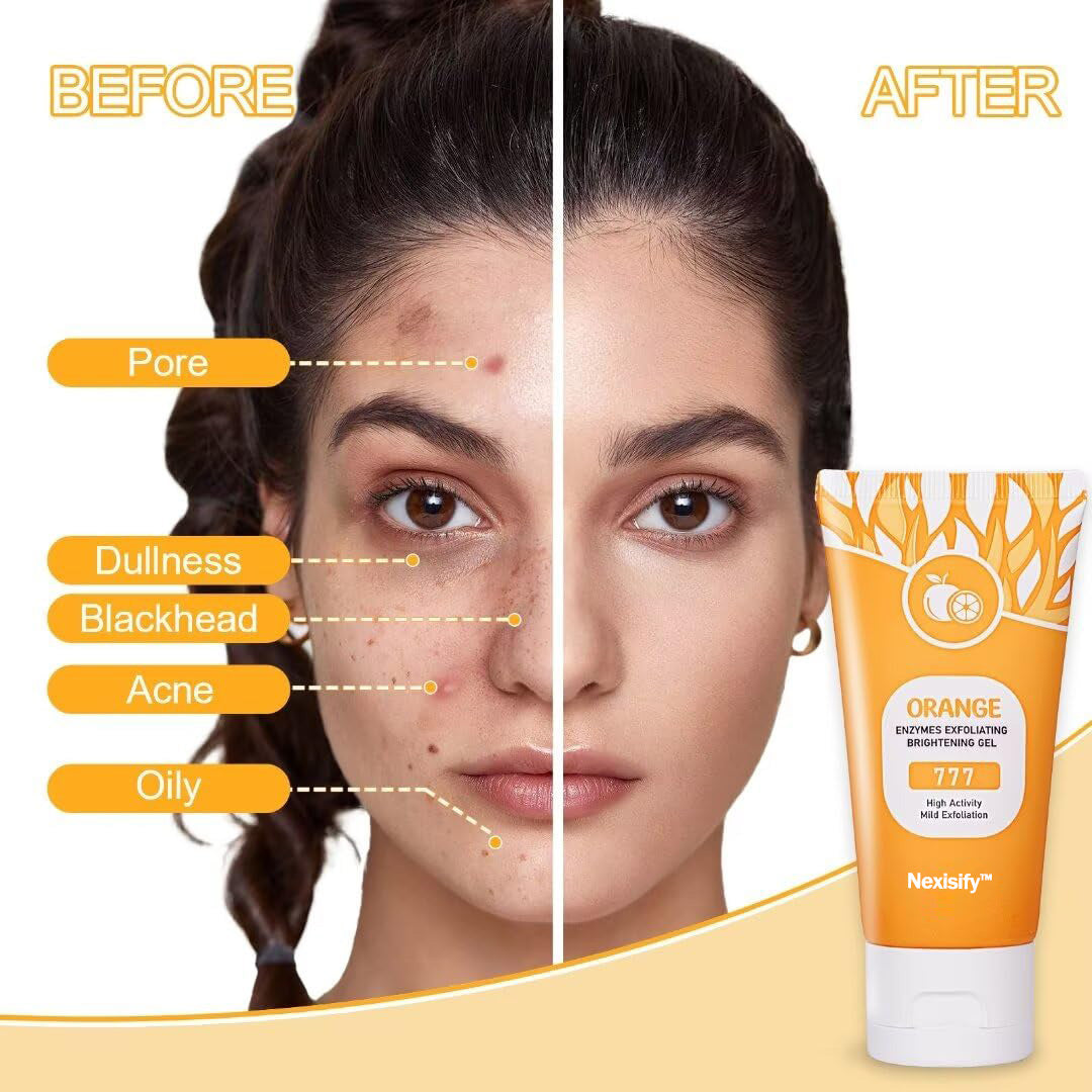 Orange Exfoliating Gel Scrub for Face and Body Skin, Deep Cleansing Moisturizing Skin Exfoliator, Natural Orange Exfoliating Gel, Peeling Exfoliator