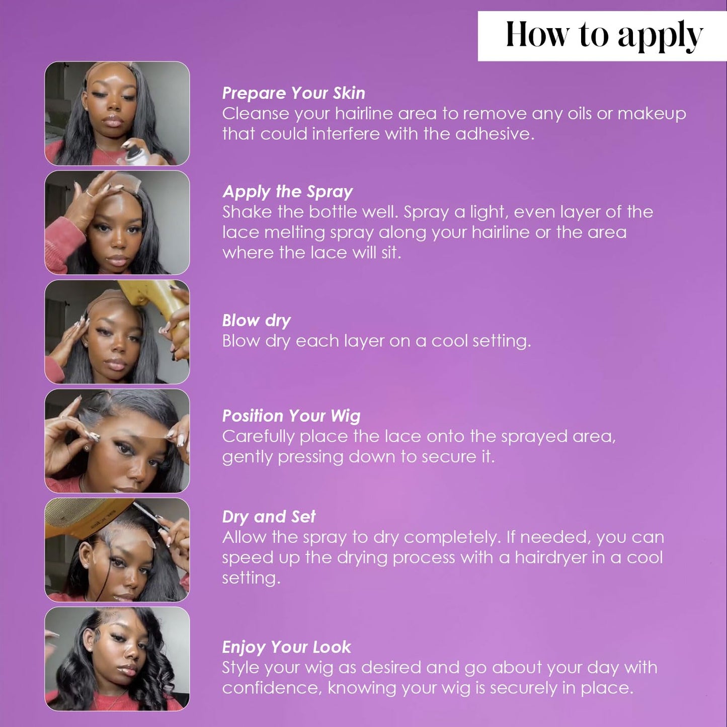Lace Melting Spray for Lace Wigs - Banish Ashiness, Extra Hold & No Residue, Waterproof Long-Lasting Safe Formula - 4.2 oz