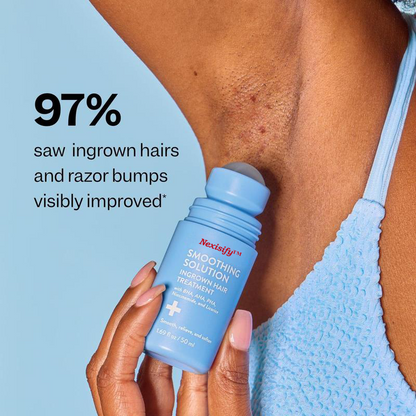 Smoothing Solution Ingrown Hair Treatment: Glide-On Roller with BHA + Cica + Niacinamide for Bump-Free, Baby-Soft Skin