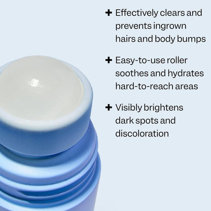 Smoothing Solution Ingrown Hair Treatment: Glide-On Roller with BHA + Cica + Niacinamide for Bump-Free, Baby-Soft Skin