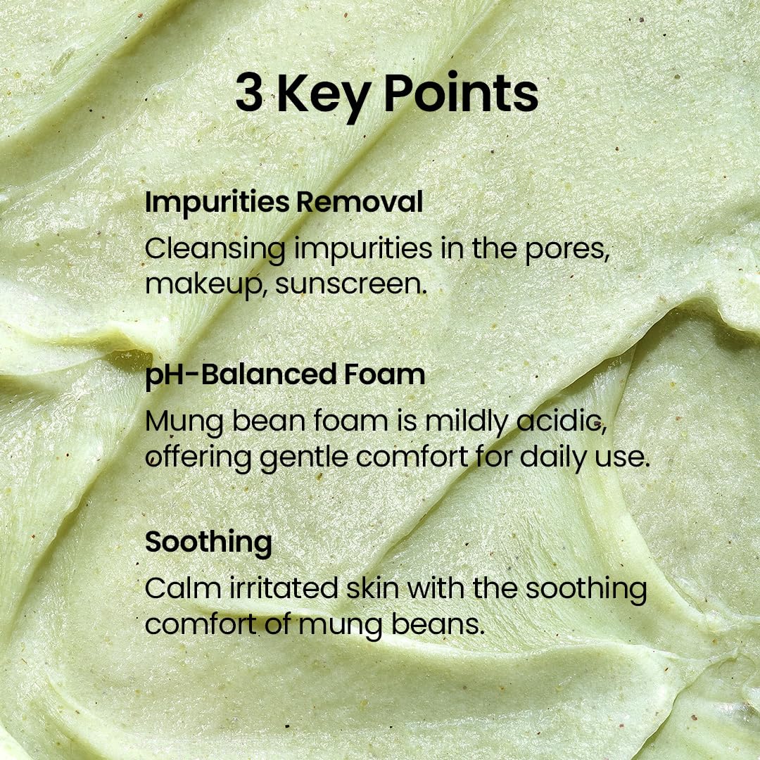 Deep Pore Cleansing with Cleansing Trio: Mung Bean Cleansing Oil & Cleansing Foam & Clay Mask | Fragrance-Free | Pore Care Start with Mung Bean | Korean Skin Care | Suitable for Sensitive Skin
