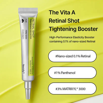 The Vita A Retinal Shot Tightening Booster - 0.1% Liposomized Retinal + 3% Matrixyl, Pore Minimizer & Wrinkle Reducer, A-Shot™ Tech for Firmer Skin, 15ml
