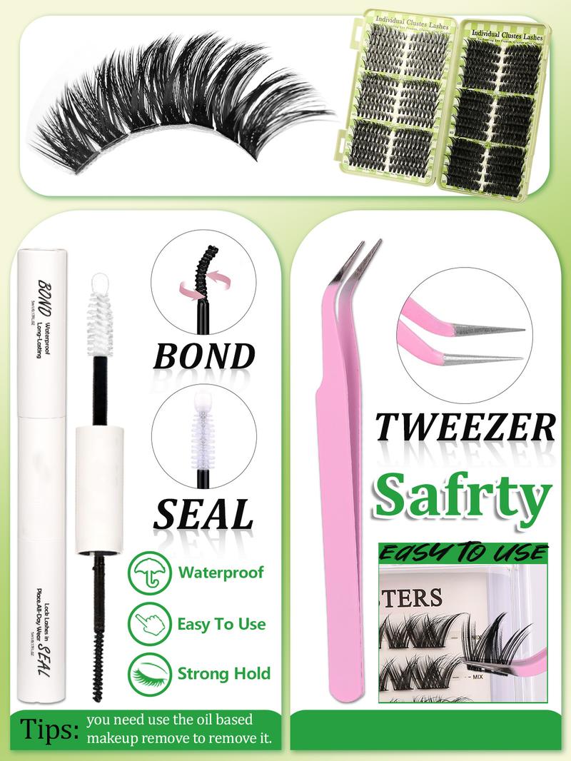 Lash Clusters Extension Kit: Wispy manga individual lashes, D curl, mixed lengths 9 - 16mm, 30D - 100D options