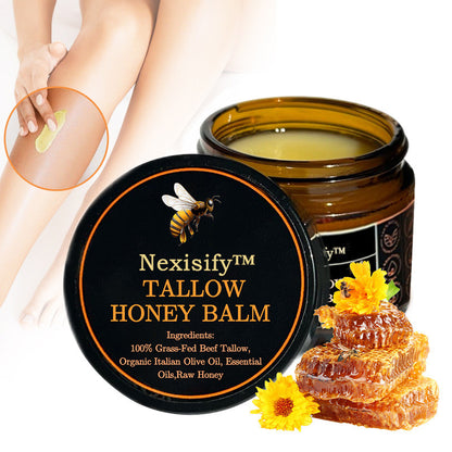 Organic Grass-Fed Beef Tallow Balm with Raw Honey - Handmade All-Natural Moisturizer for Soft, Smooth, Radiant Skin
