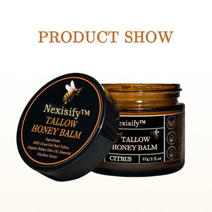 Organic Grass-Fed Beef Tallow Balm with Raw Honey - Handmade All-Natural Moisturizer for Soft, Smooth, Radiant Skin