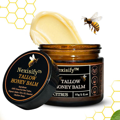 Organic Grass-Fed Beef Tallow Balm with Raw Honey - Handmade All-Natural Moisturizer for Soft, Smooth, Radiant Skin