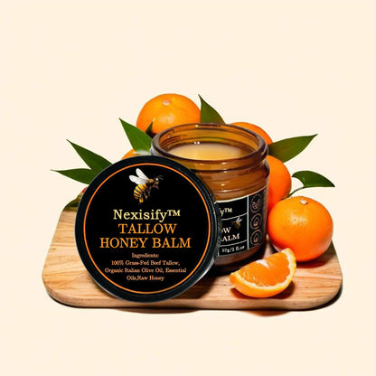 Organic Grass-Fed Beef Tallow Balm with Raw Honey - Handmade All-Natural Moisturizer for Soft, Smooth, Radiant Skin