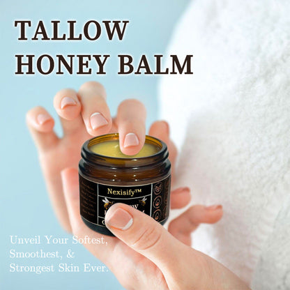 Organic Grass-Fed Beef Tallow Balm with Raw Honey - Handmade All-Natural Moisturizer for Soft, Smooth, Radiant Skin