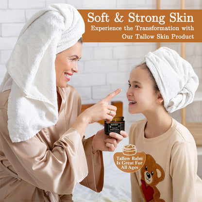 Organic Grass-Fed Beef Tallow Balm with Raw Honey - Handmade All-Natural Moisturizer for Soft, Smooth, Radiant Skin