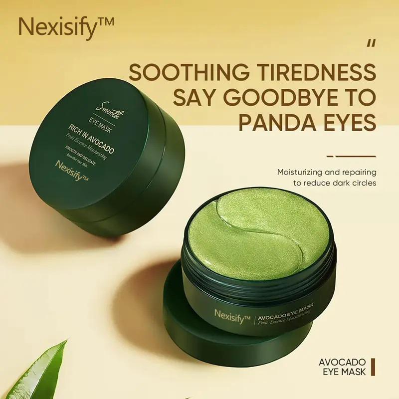 Avocado Eye Mask: 60-Piece Hydra-Restore for Dark Circles & Puffiness | Moisturizing & Brightening Skincare Gift