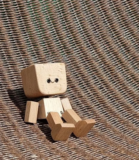 😆Shaking Feet Wooden Doll-Replaceable facial expressions